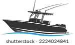 Center Console boat logo vector. Unique and fresh center console boat clipart. Great to use as your sportfishing boat logo. 