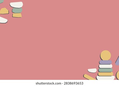 Center Copy Space Surrounded by Wooden Stacking Rings and Organic Balancing Stones for Hand Eye Coordination Event Flyers and Therapy Banners.