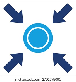 Ilustración vectorial de icono azul plana central