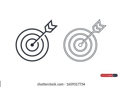 Icono de destino de enfoque central aislado en fondo blanco. Elemento de plantilla de diseño de icono de línea plana.