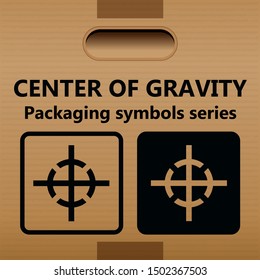 CENTER OF GRAVITY packaging symbol
