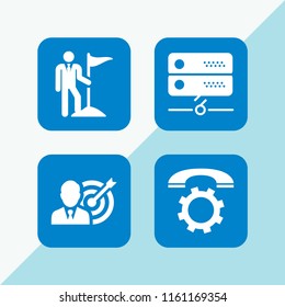 center icon. 4 center set with target, server and call vector icons for web and mobile app