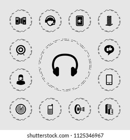 Center icon. collection of 13 center filled icons such as building, customer support, phone, operator, headset, arrows in target. editable center icons for web and mobile.