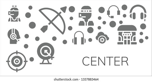 center icon set. 11 filled center icons.  Simple modern icons about  - Call center, Archery, Customer service, Headphones, Target, Cloud storage, Goal, Headset, Shop