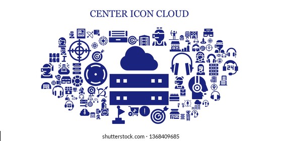 center icon set. 93 filled center icons.  Simple modern icons about  - Server, Target, Shop, Ultraviolet, Call center, Advise, Store, Goal, Storage, Archery, Focus, 24h, Dart