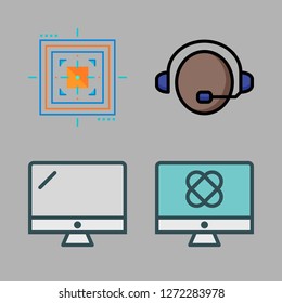 center icon set. vector set about support, monitor and aim icons set.