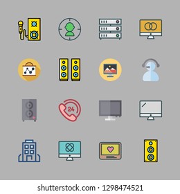 center icon set. vector set about customer service, monitor, presentation and speaker icons set.