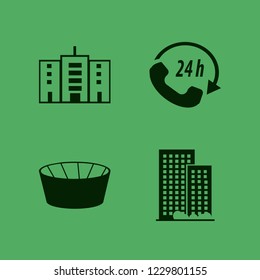 center icon. center vector icons set office building, football stadium and call center