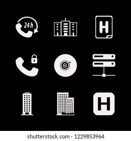 center icon. center vector icons set server, target, call center and security telephone