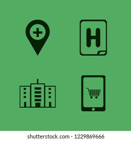 center icon. center vector icons set mobile shopping, office building, hospital sign and hospital location