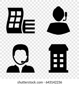 Center icons set. set of 4 center filled icons such as building, modern curved building