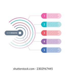 center infographic template. five step briefing template. internet, web, business, education, annual report, magazine information template