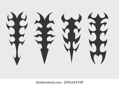 Center neo tribal tattoo design set y2k style