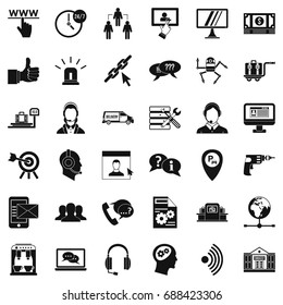 Center operator icons set. Simple style of 36 center operator vector icons for web isolated on white background