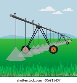 Center pivot irrigation. Vector illustration
