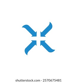 center point arrows rotate blue symbol vector 