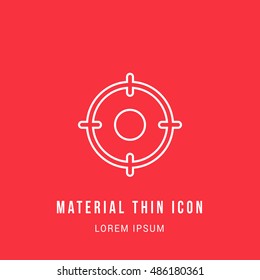 Center Point Bright red material designed line thin flat icon / logo