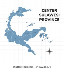 Center Sulawesi Province map illustration. Map of province in Indonesia