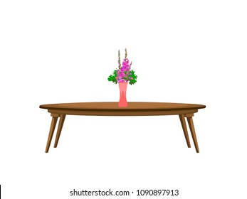 Center Table With Colourful Flower Vase - Vector Image