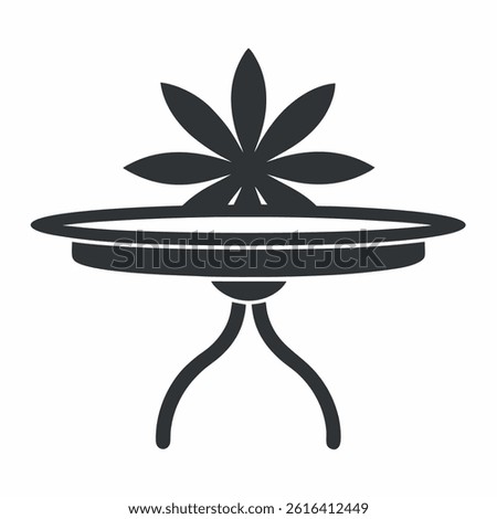 center table with flower silhouette icon white background furniture design living room decor symbol minimalist illustration flat style isolated on white background