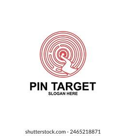 Center target direction logo concept. Maps of target locations. The path to the arrow's center target is simple. Vector Illustration.