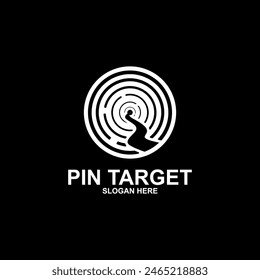 Center target direction logo concept. Maps of target locations. The path to the arrow's center target is simple. Vector Illustration.