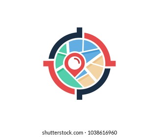 Center Target Map Icon Logo Design Element