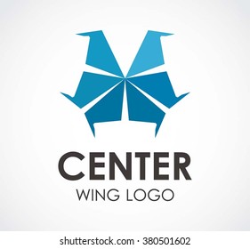 Center wing of focus fly abstract vector and logo design or template target business icon of company identity symbol concept