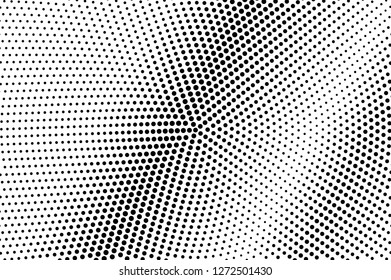 Centered dotted halftone with sparse gradient. Black and white vector texture. Vintage effect graphic decor. Retro dotted overlay. Monochrome halftone background or foreground. Perforated surface