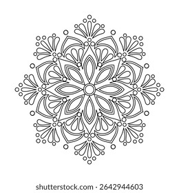 Zentrierte Lotus Linien Mandala Malbuch Seite