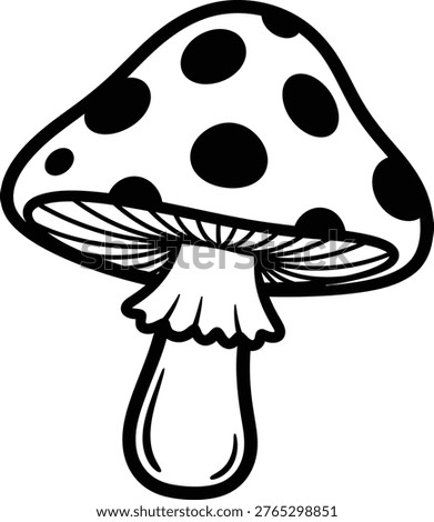 Centered Mushroom – Distinct Cap and Stem Simple Line Art