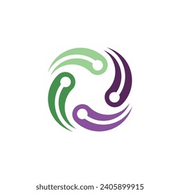 Centered swirling network technology logo