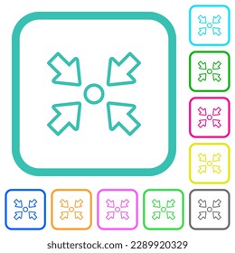 Centering object outline vivid colored flat icons in curved borders on white background