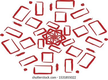 Center-oriented ornamental vector graphic in geometric style in red color.