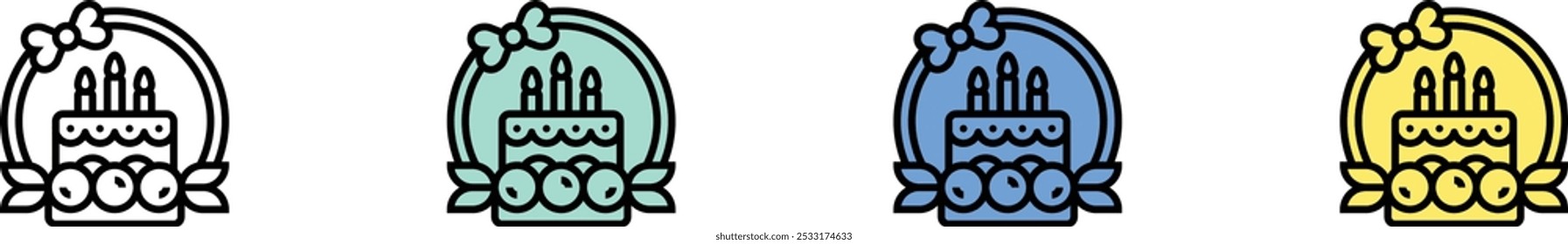 centerpiece icon. Outline, Green, Blue and Yellow Style Design Isolated On White Background