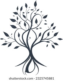 The centerpiece of the logo is a well-proportioned tree, depicted in a simplified, geometric style. The tree consists of a sturdy, upright trunk that divides into several branches