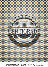 Centigrade arabic emblem background. Arabesque decoration.