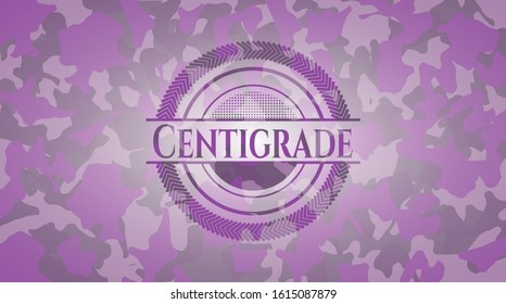 Centigrade pink and purple written on a camouflage texture. Vector Illustration. Detailed.