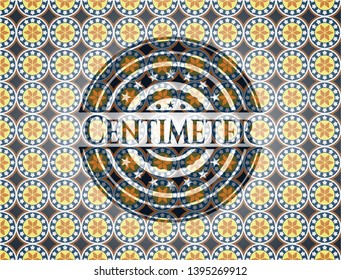 Centimeter arabic badge background. Arabesque decoration.