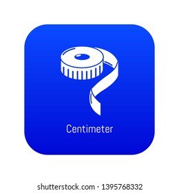 Centimeter icon blue vector isolated on white background