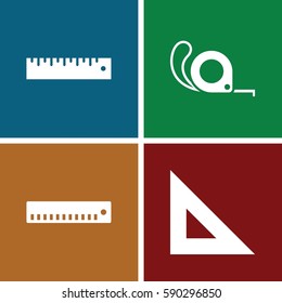 centimeter icons set. Set of 4 centimeter filled icons such as tape