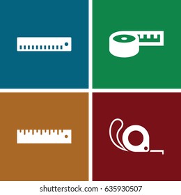 Centimeter icons set. set of 4 centimeter filled icons such as tape, ruler