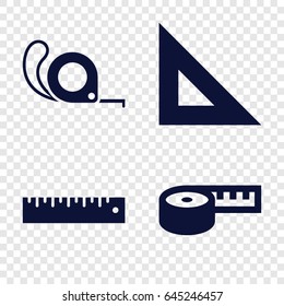 Centimeter icons set. set of 4 centimeter filled icons such as tape, ruler