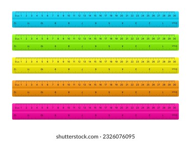 Centimeter and inch ruler set