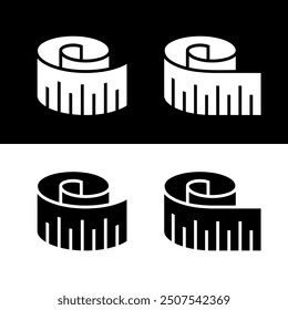 Centimeter (measuring) tape icon. The attribute of a tailor or sewer. Length and width or size measurement symbol.