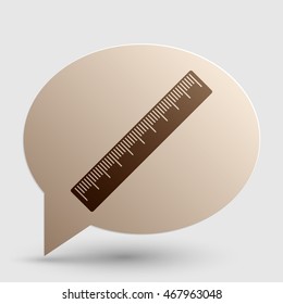 Centimeter ruler sign. Brown gradient icon on bubble with shadow.
