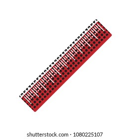 Centimeter ruler sign. Vector. Brown icon with shifted black circle pattern as duplicate at white background. Isolated.