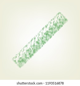 Centimeter ruler sign. Vector. Green hexagon rastered icon and noised opacity and size at light green background with central light.
