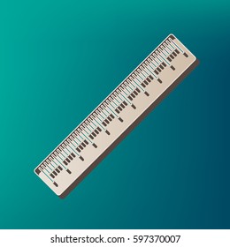 Centimeter ruler sign. Vector. Icon printed at 3d on sea color background.