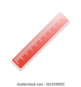 Centimeter ruler sign. Vector. Reddish icon with white and gray shadow on white background. Isolated.
